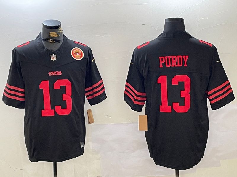 Men San Francisco 49ers #13 Purdy Black Three generations 2024 Nike Vapor Limited NFL Jersey style 4